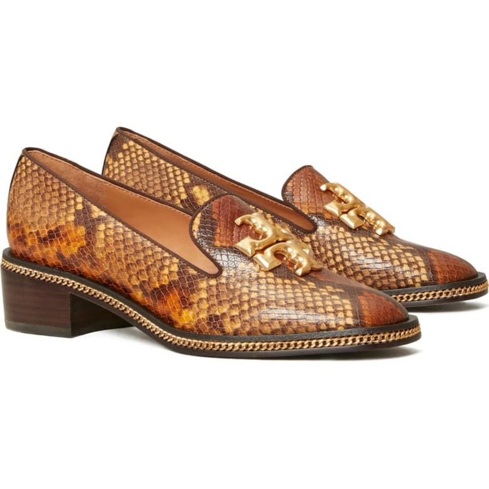 Tory Burch Freya Brown Snake Print Loafers